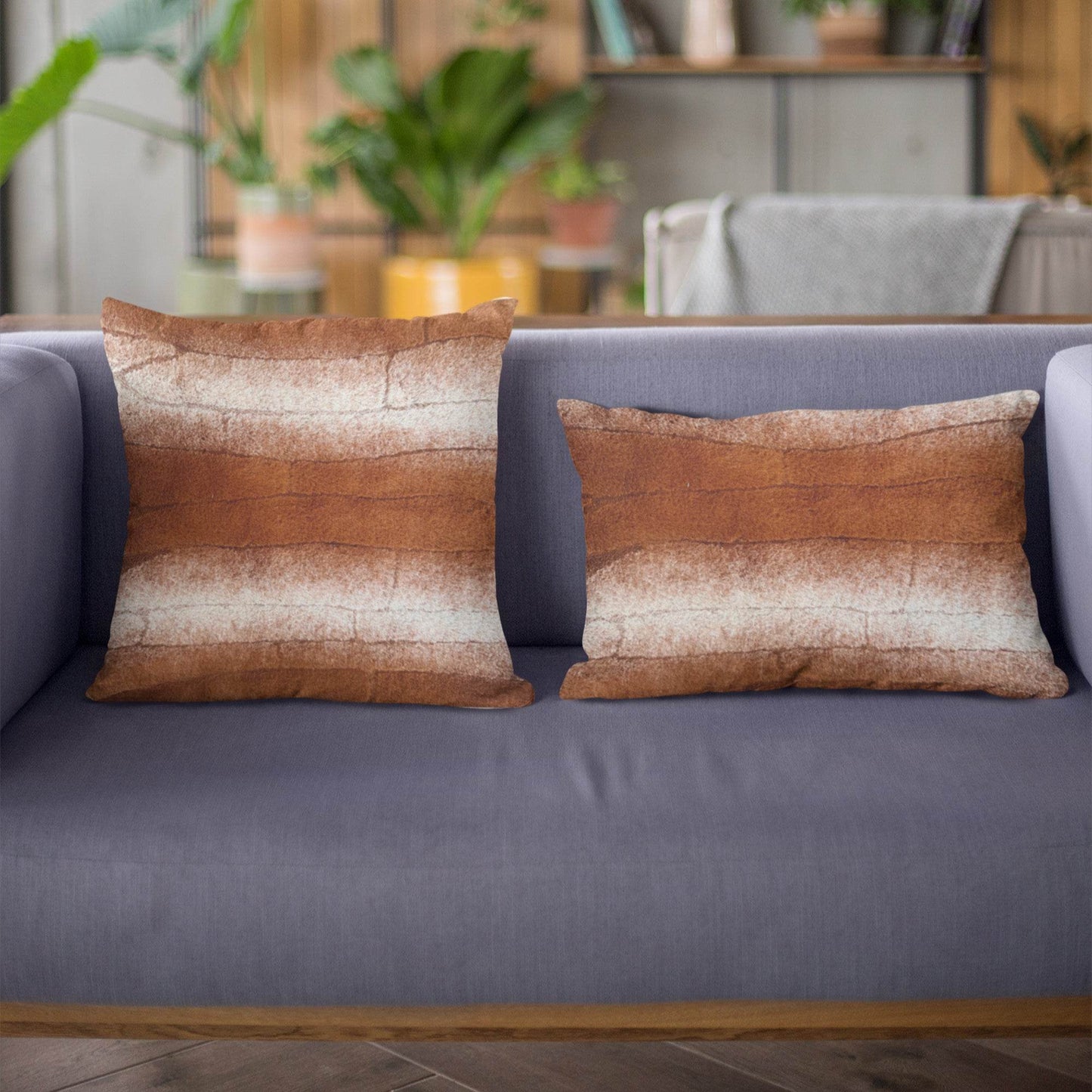 Plutus Orange Brown Furever Animal Faux Fur Luxury Throw Pillow - Plutus Brands