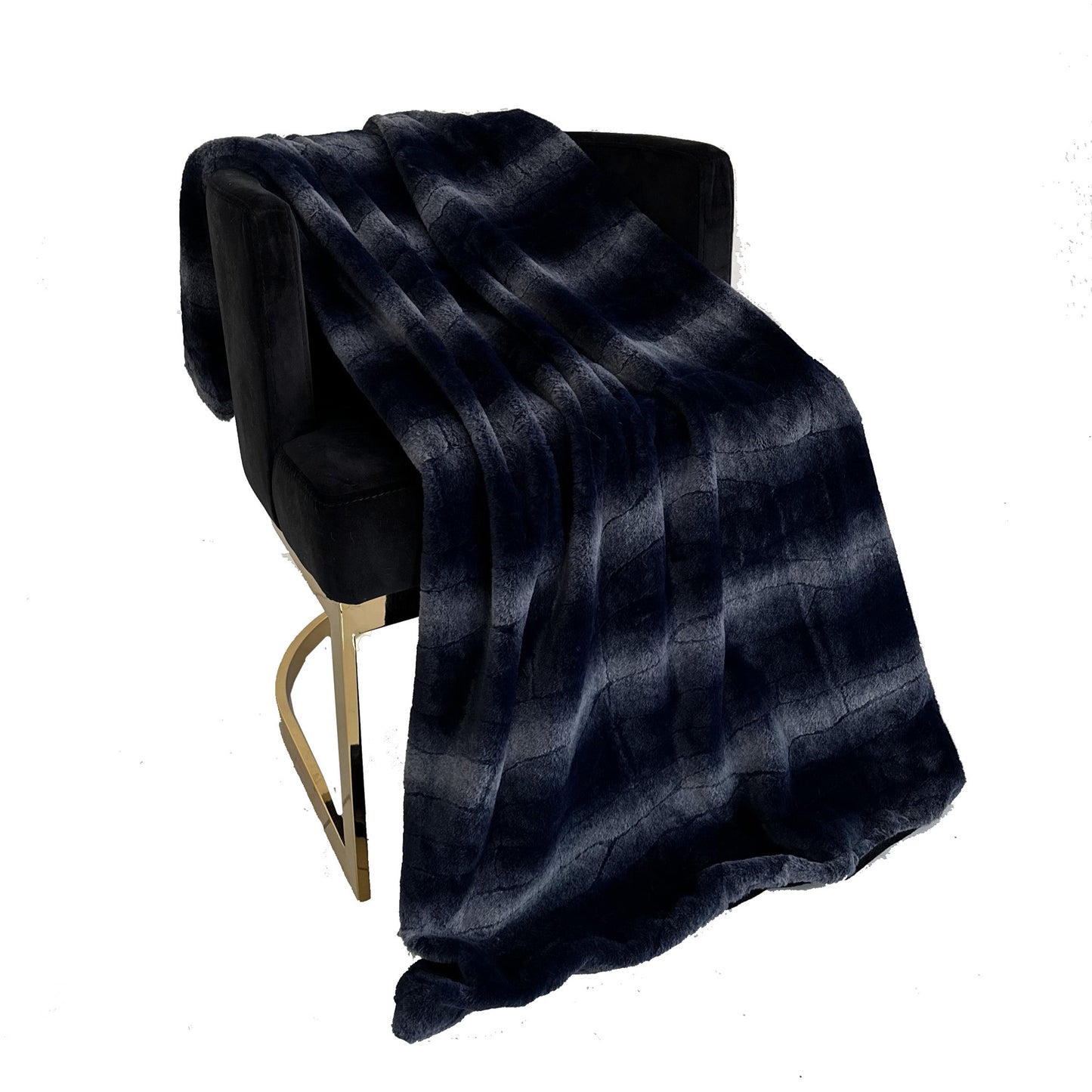 Plutus Blue Ink Furever Faux Fur Luxury Throw Blanket