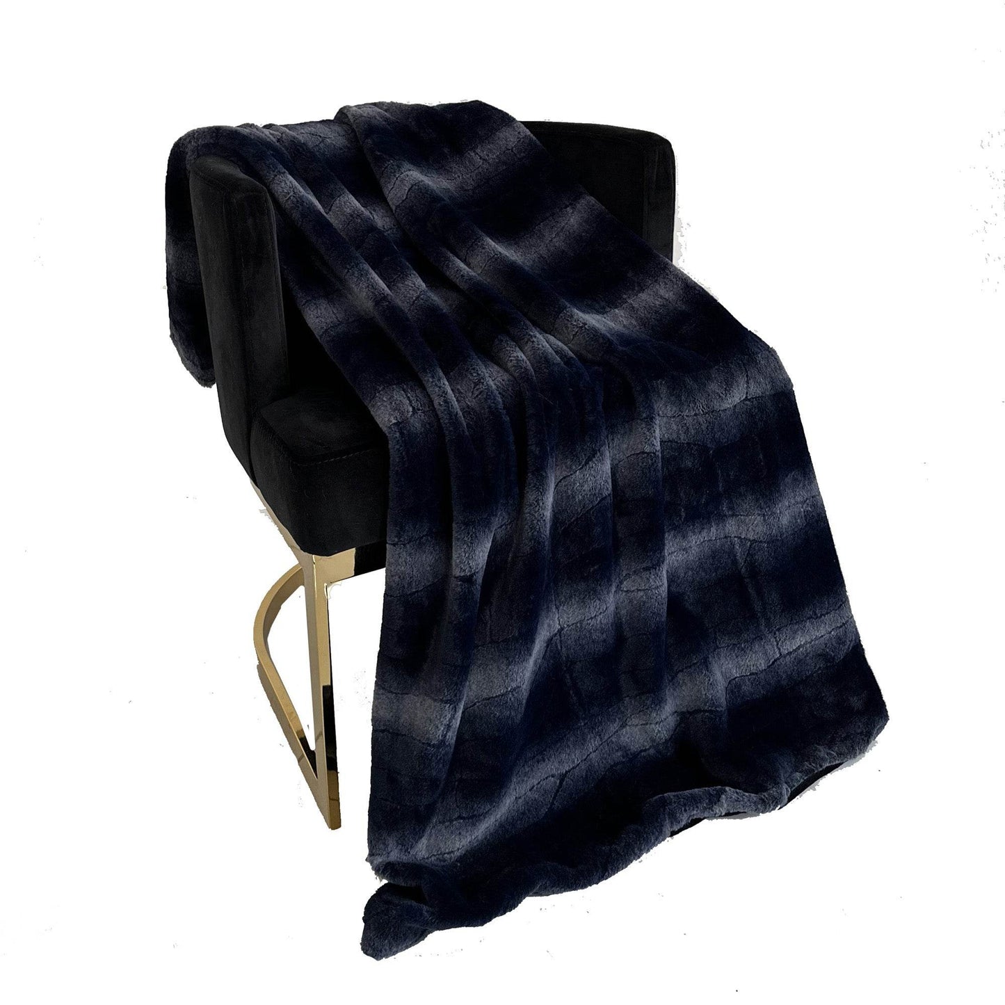 Plutus Blue Ink Furever Faux Fur Luxury Throw Blanket - Plutus Brands