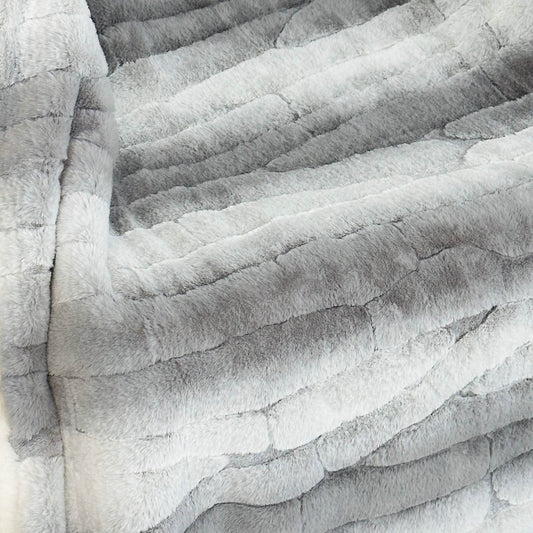 Plutus Gray Silver Furever Faux Fur Luxury Throw Blanket - Plutus Brands