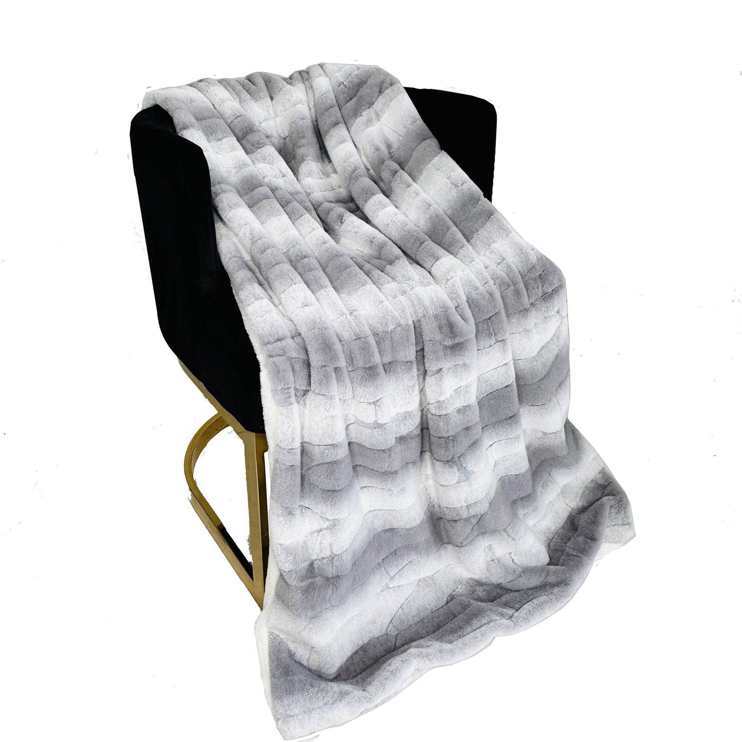 Plutus Gray Silver Furever Faux Fur Luxury Throw Blanket - Plutus Brands