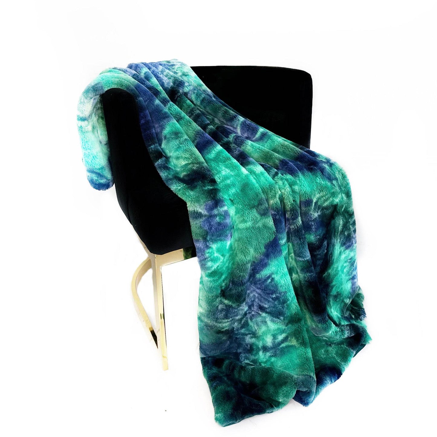 Plutus Green Blue Northern Lights Faux Fur Luxury Throw Blanket - Plutus Brands