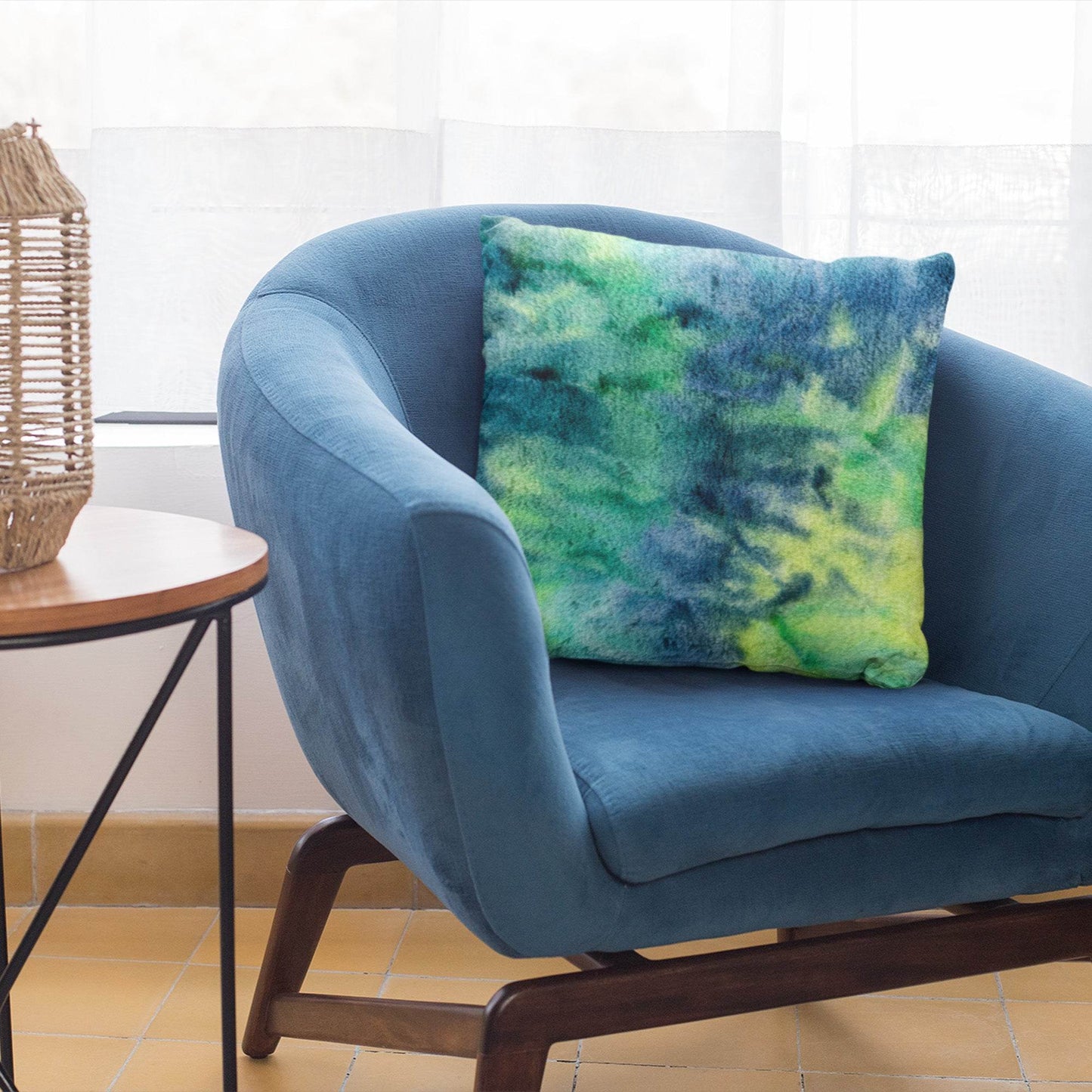 Plutus Green Yellow Blue Northern Lights Animal Faux Fur Luxury Throw Pillow - Plutus Brands