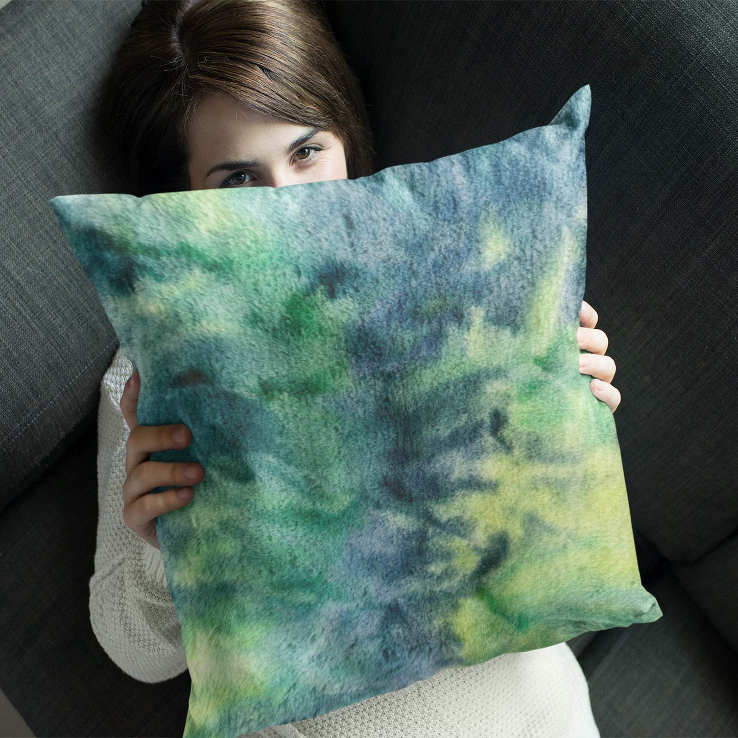 Plutus Green Yellow Blue Northern Lights Animal Faux Fur Luxury Throw Pillow - Plutus Brands