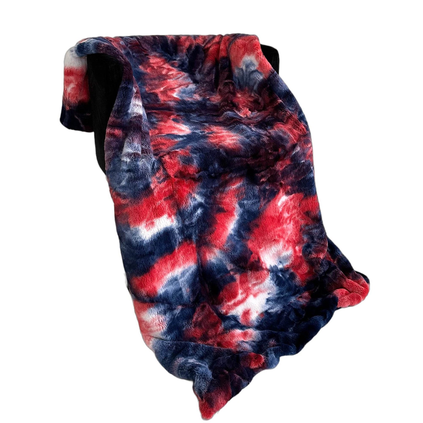 Plutus Blue Red White Fureal Faux Fur Luxury Throw Blanket - Plutus Brands