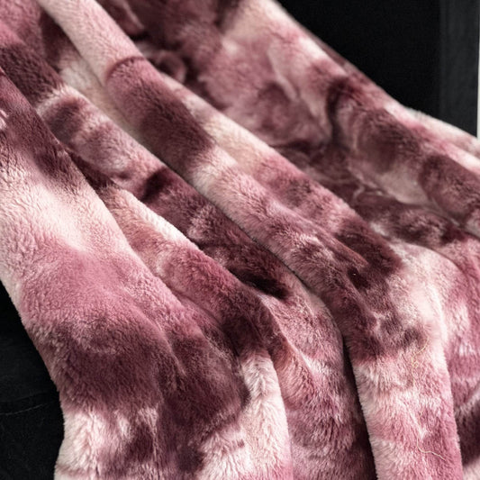 Plutus Rose Fureal Faux Fur Luxury Throw Blanket - Plutus Brands
