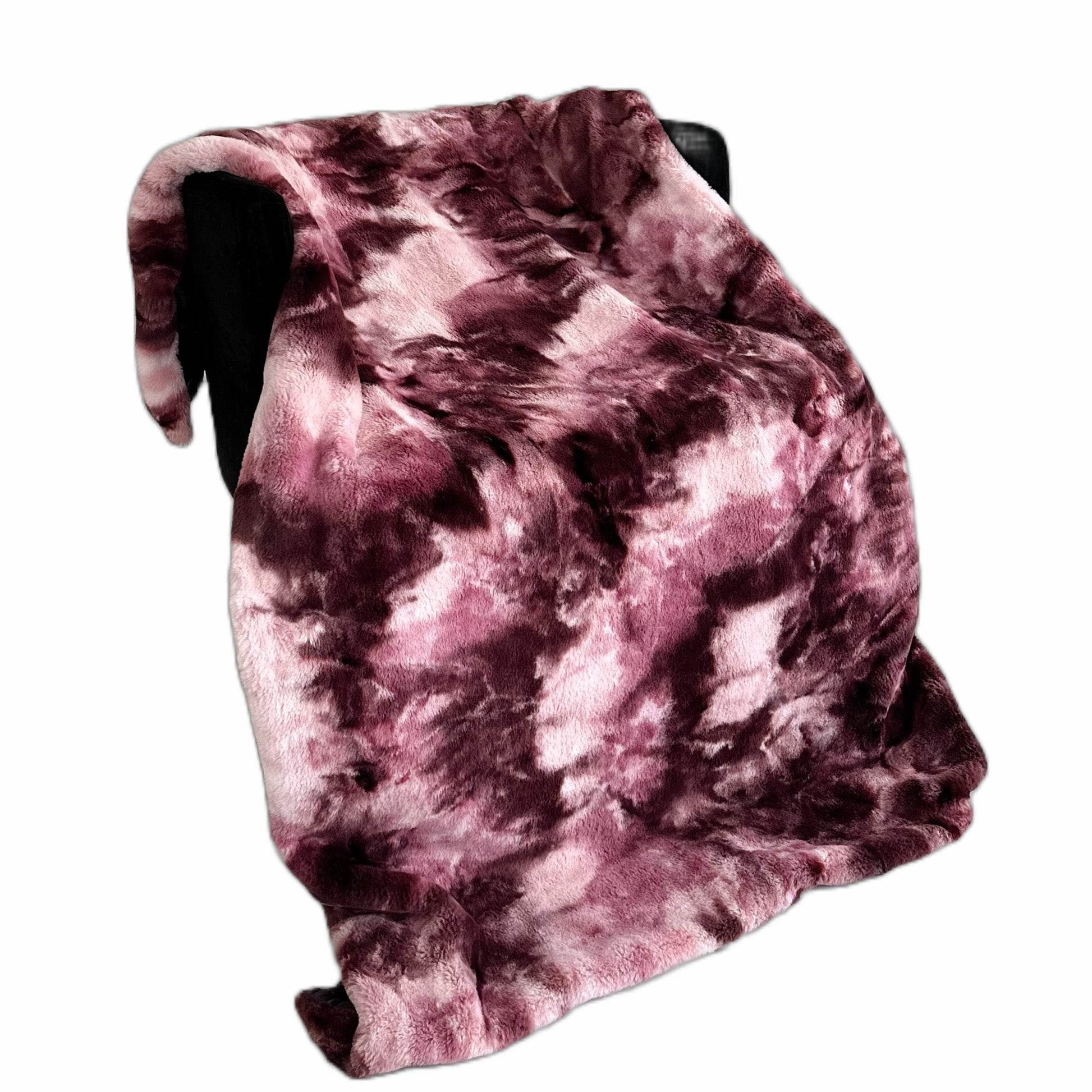 Plutus Rose Fureal Faux Fur Luxury Throw Blanket - Plutus Brands