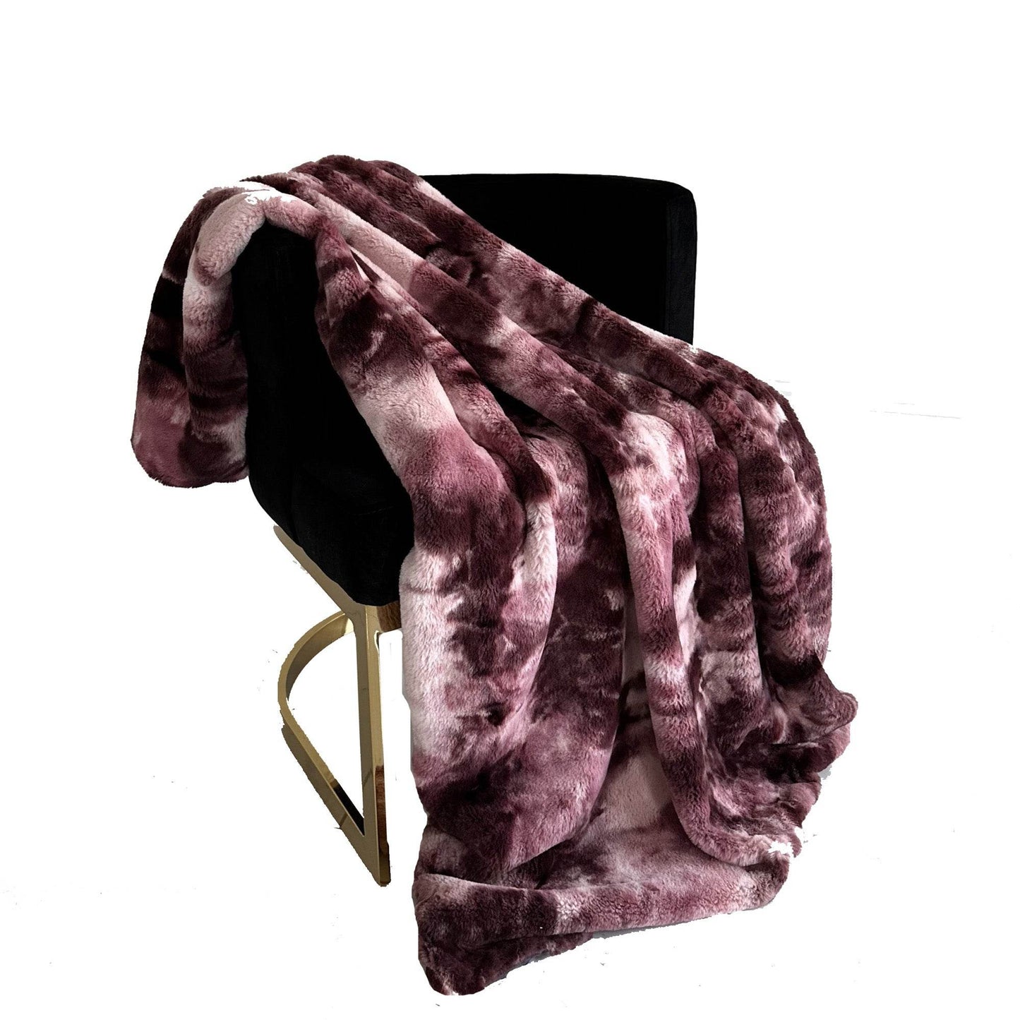 Plutus Rose Fureal Faux Fur Luxury Throw Blanket - Plutus Brands