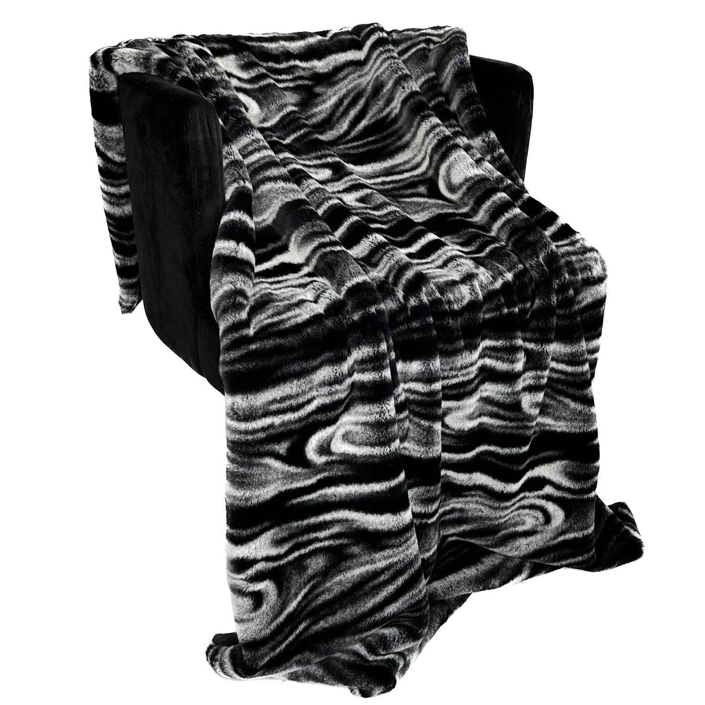 Plutus Black White Galaxy Faux Fur Luxury Throw Blanket - Plutus Brands