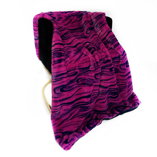 Plutus Fuchsia Black Galaxy Faux Fur Luxury Throw Blanket - Plutus Brands