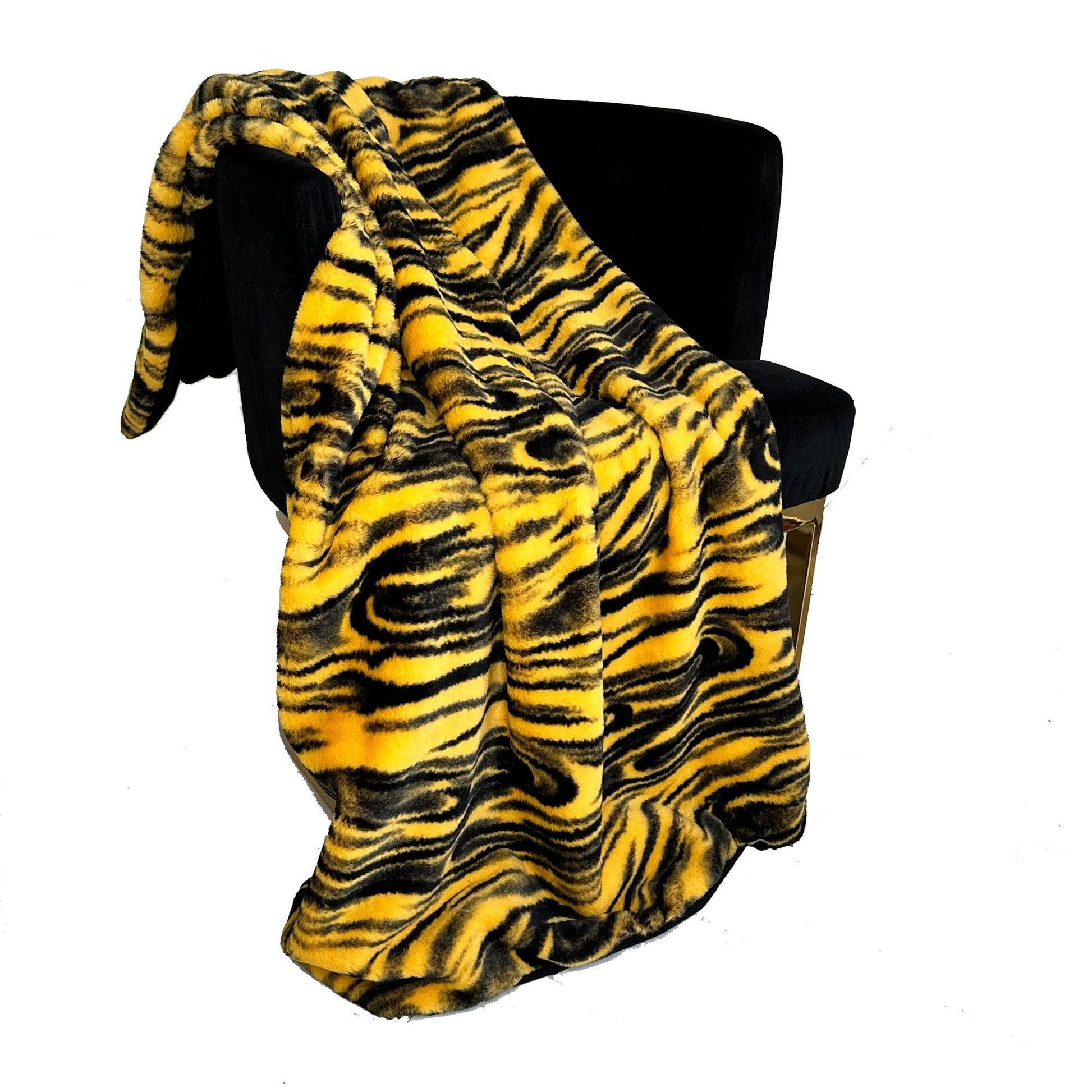Plutus Yellow Galaxy Faux Fur Luxury Throw Blanket - Plutus Brands