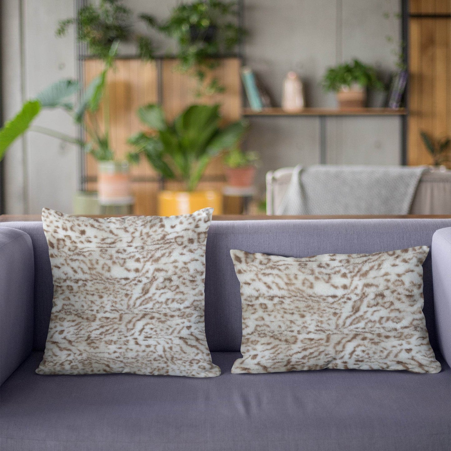 Plutus Light Brown Luxe Lash Animal Faux Fur Luxury Throw Pillow - Plutus Brands