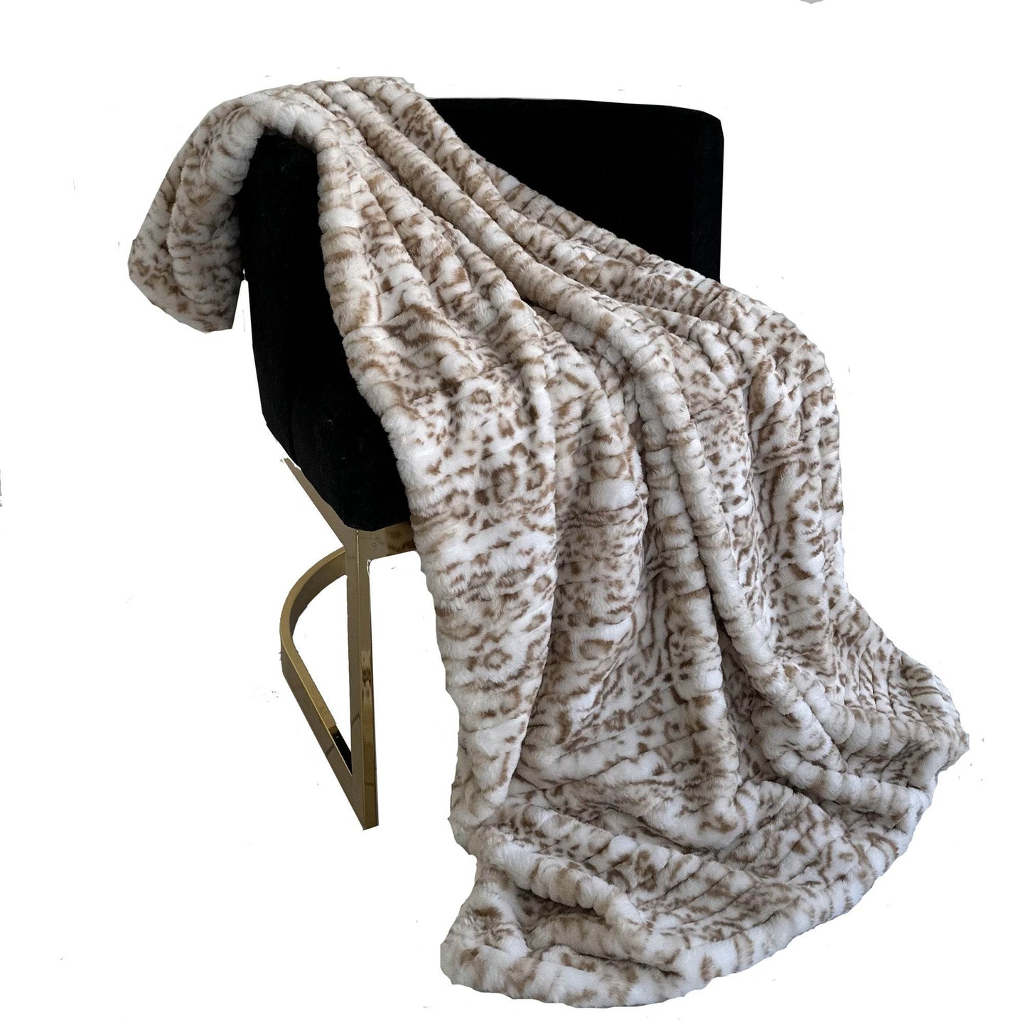 Plutus Light Brown Luxe Lash Faux Fur Luxury Throw Blanket - Plutus Brands