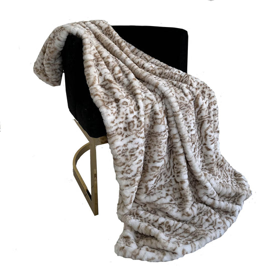 Plutus Light Brown Luxe Lash Faux Fur Luxury Throw Blanket - Plutus Brands