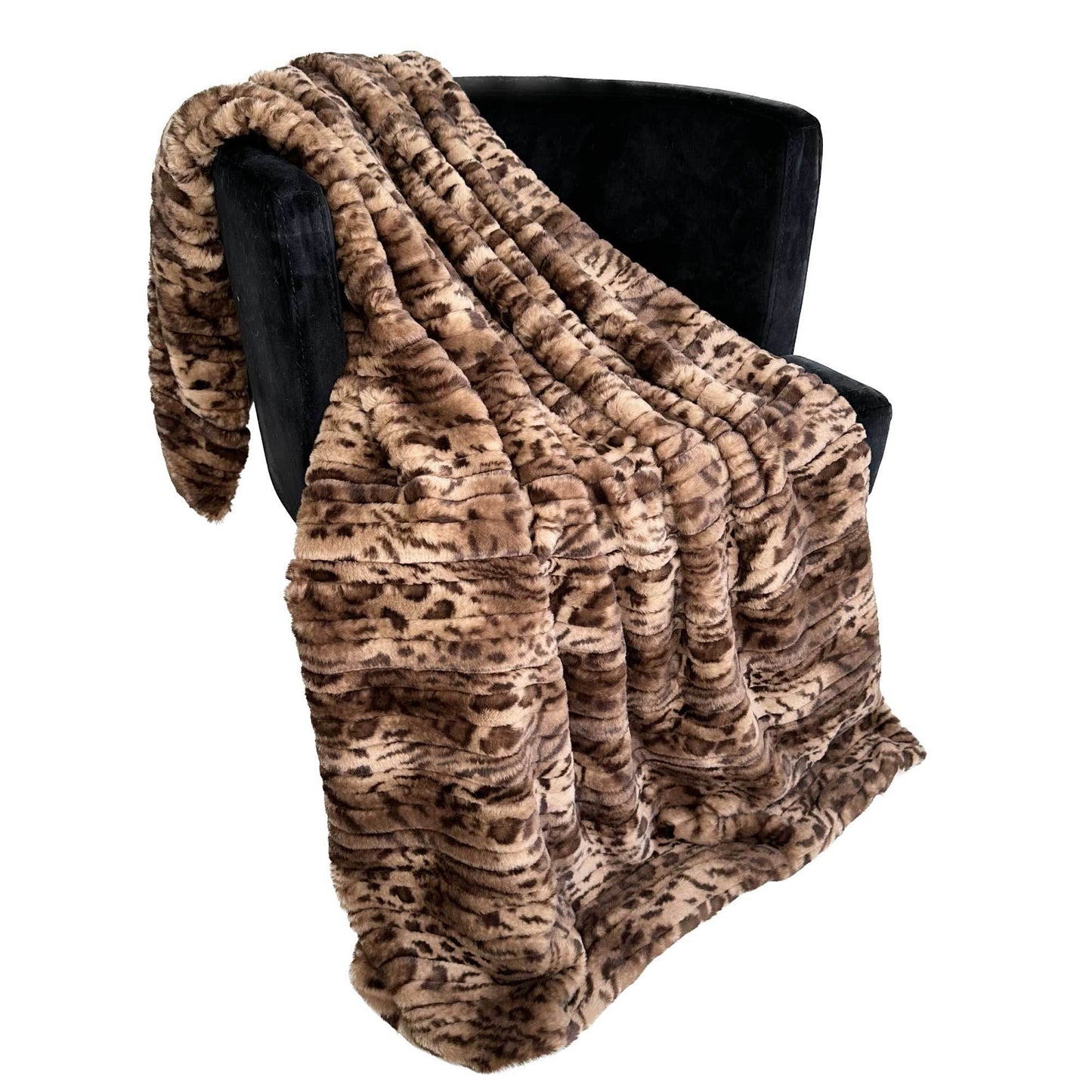 Plutus Brown Luxe Lash Faux Fur Luxury Throw Blanket - Plutus Brands