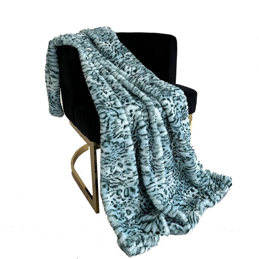 Plutus Green Luxe Lash Faux Fur Luxury Throw Blanket - Plutus Brands