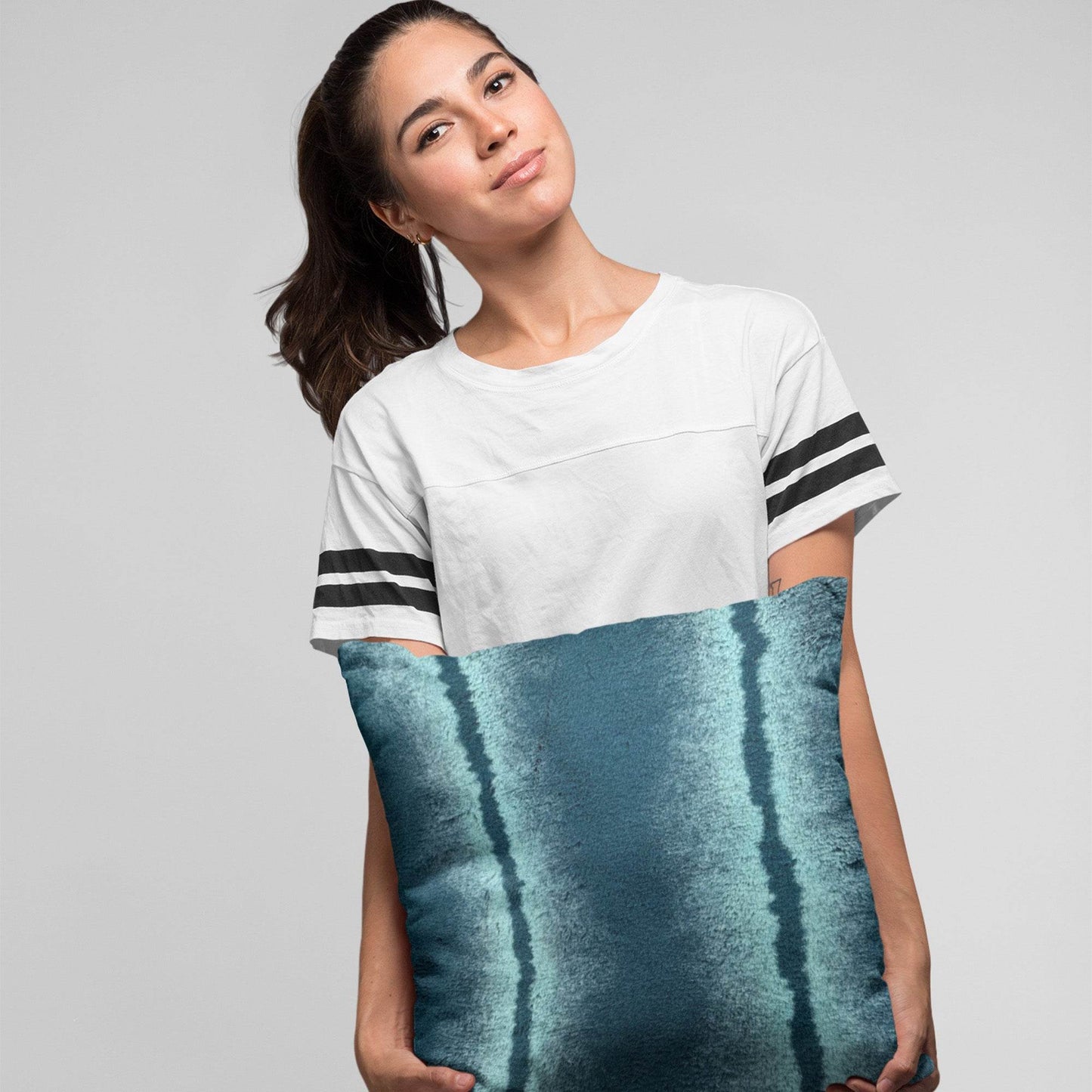 Plutus Teal Fluffy Fields Animal Faux Fur Luxury Throw Pillow - Plutus Brands