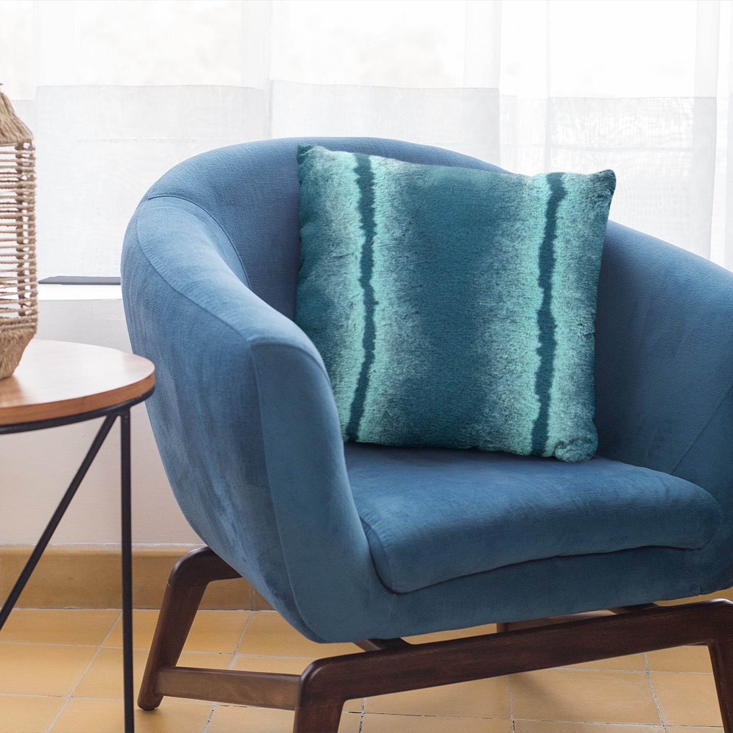 Plutus Teal Fluffy Fields Animal Faux Fur Luxury Throw Pillow - Plutus Brands