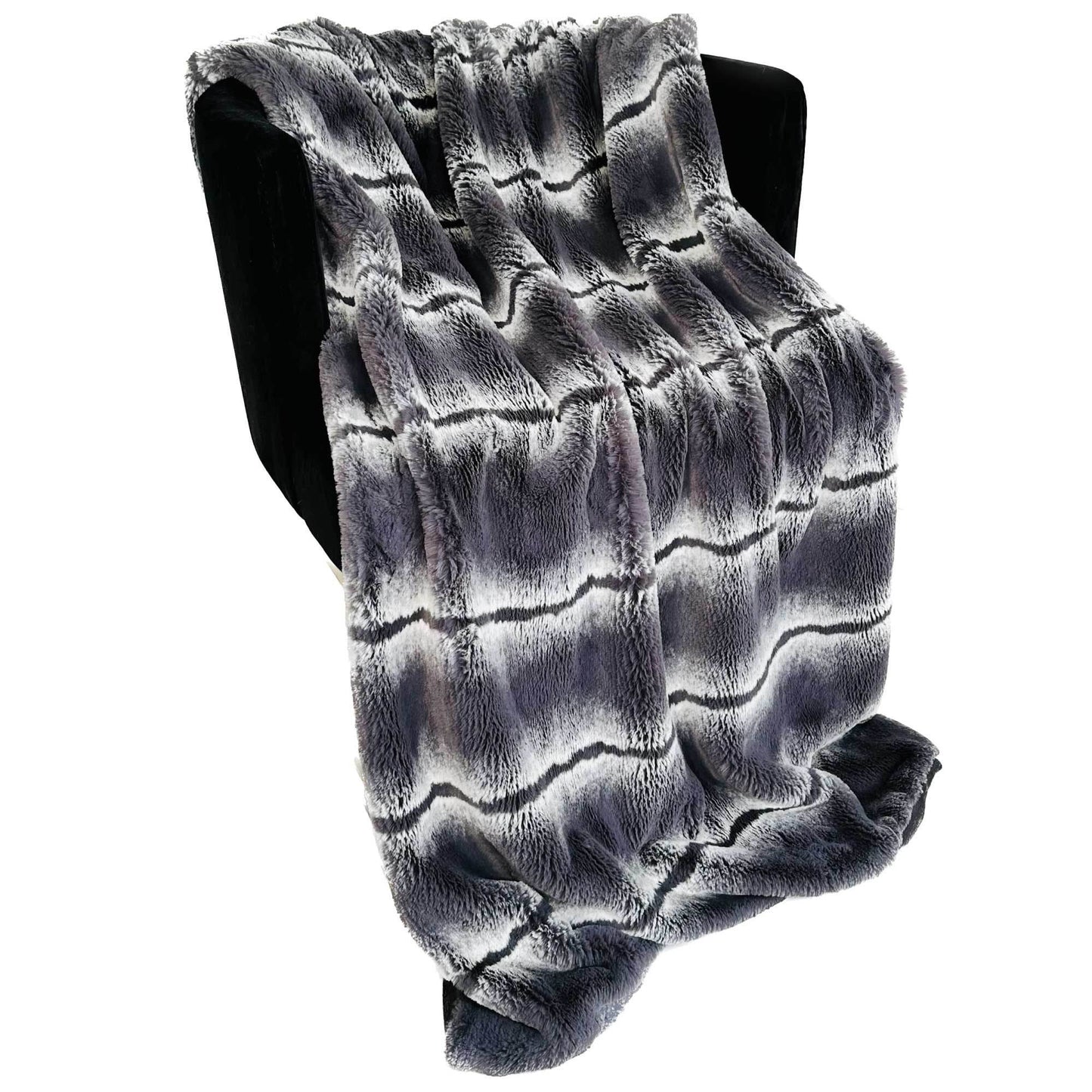 Plutus Charcoal Fluffy Fields Faux Fur Luxury Throw Blanket - Plutus Brands