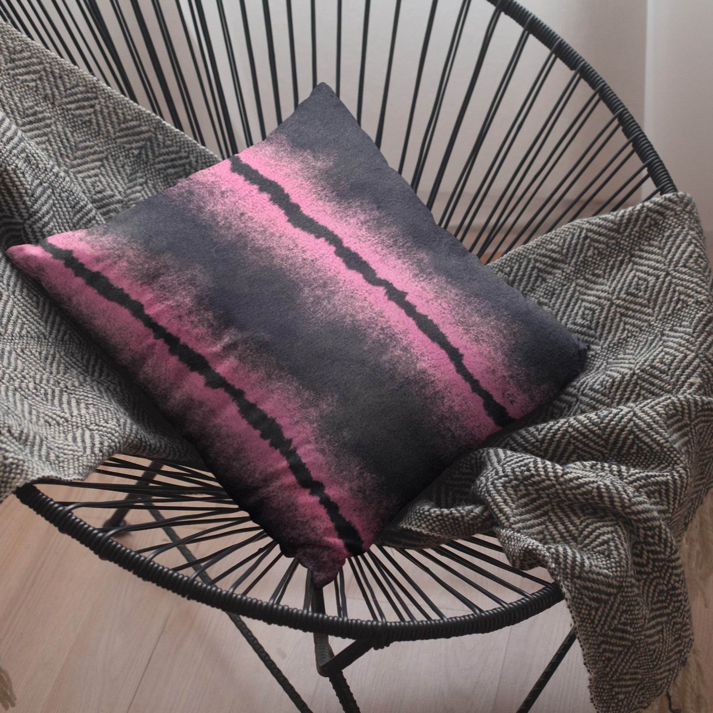 Plutus Fuchsia Black Fluffy Fields Animal Faux Fur Luxury Throw Pillow - Plutus Brands