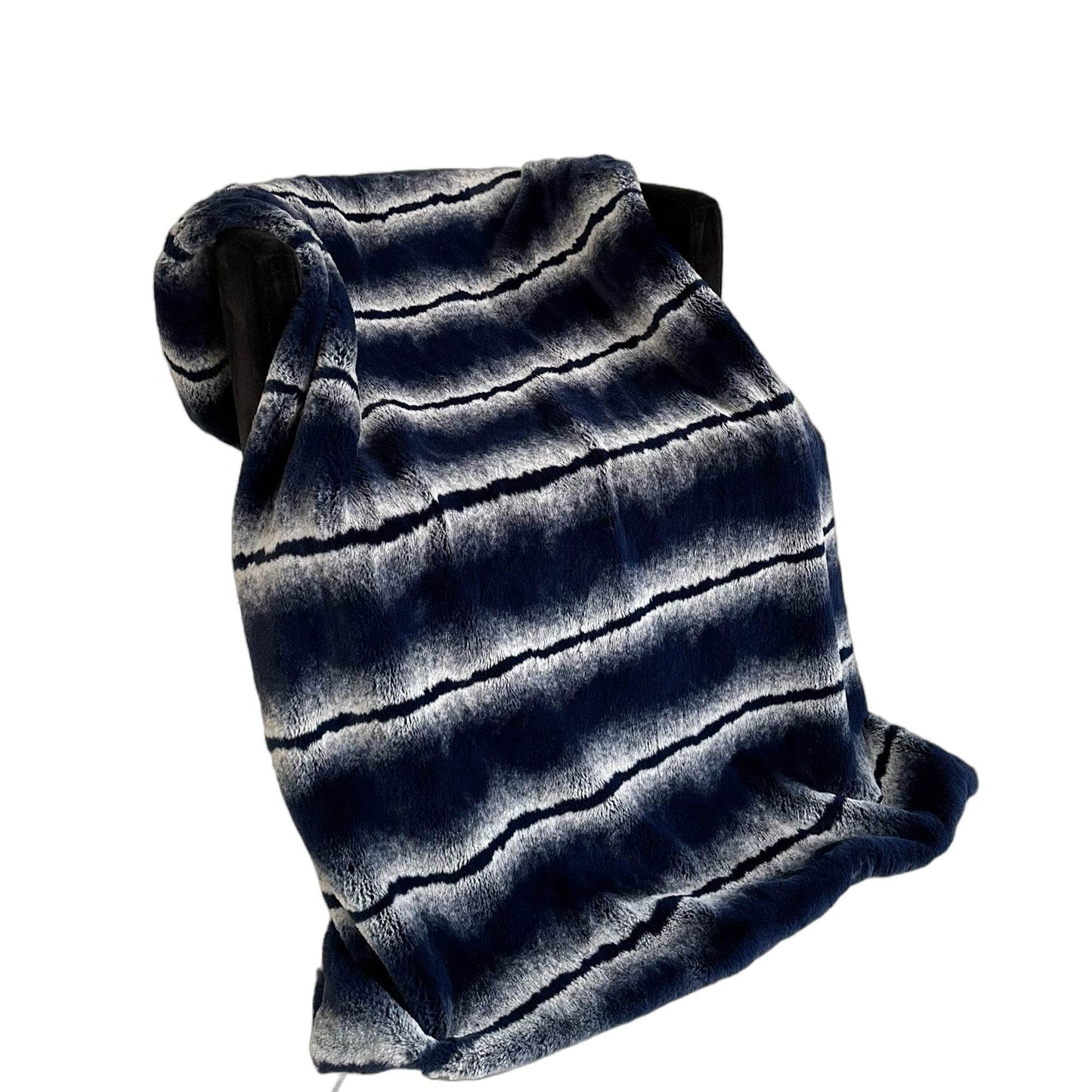 Plutus Navy Fluffy Fields Faux Fur Luxury Throw Blanket - Plutus Brands
