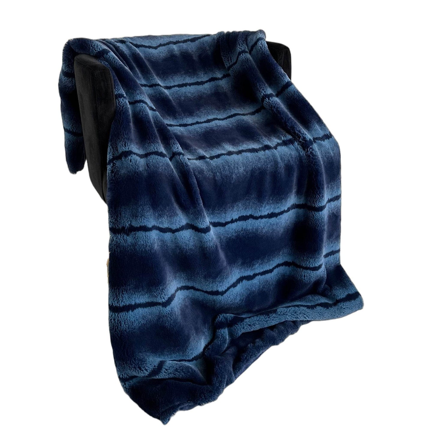 Plutus Blue Fluffy Fields Faux Fur Luxury Throw Blanket - Plutus Brands