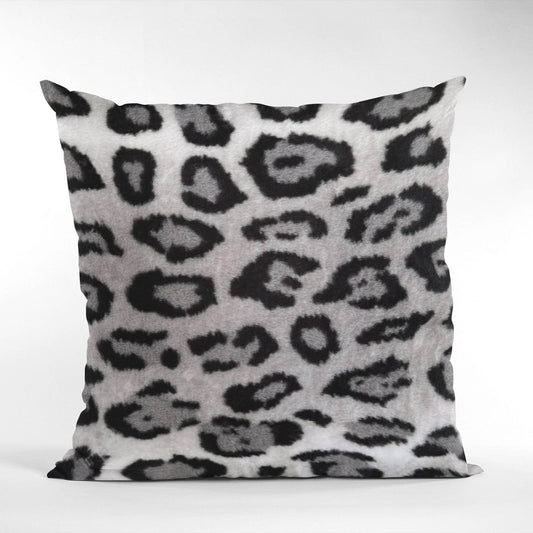 Plutus Gray Silver Jaguar Animal Faux Fur Luxury Throw Pillow - Plutus Brands