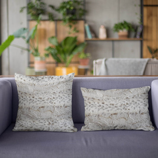 Plutus Taupe Lynx Animal Faux Fur Luxury Throw Pillow - Plutus Brands