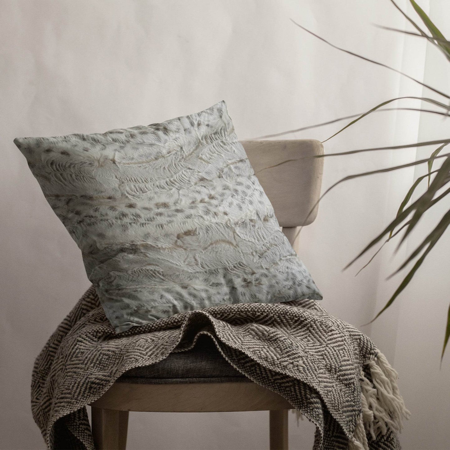 Plutus Taupe Lynx Animal Faux Fur Luxury Throw Pillow - Plutus Brands