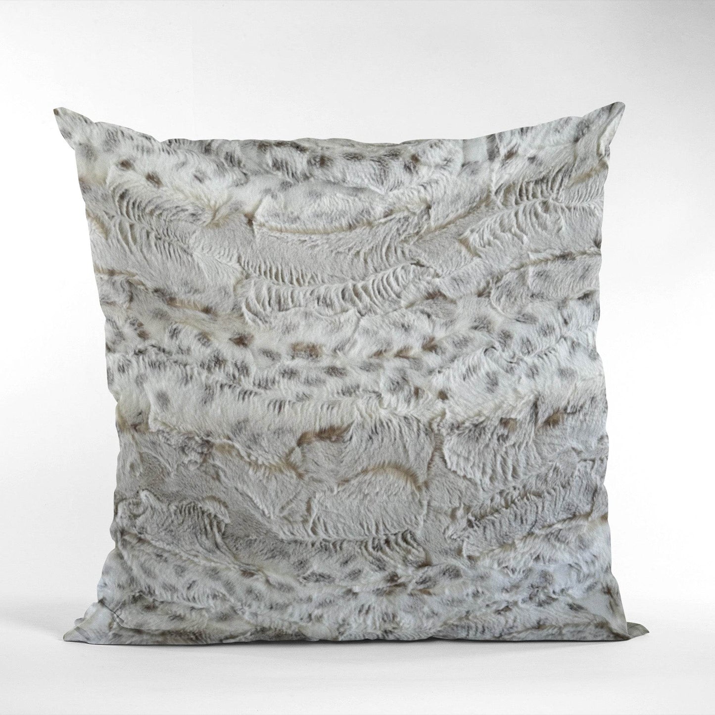Plutus Taupe Lynx Animal Faux Fur Luxury Throw Pillow - Plutus Brands
