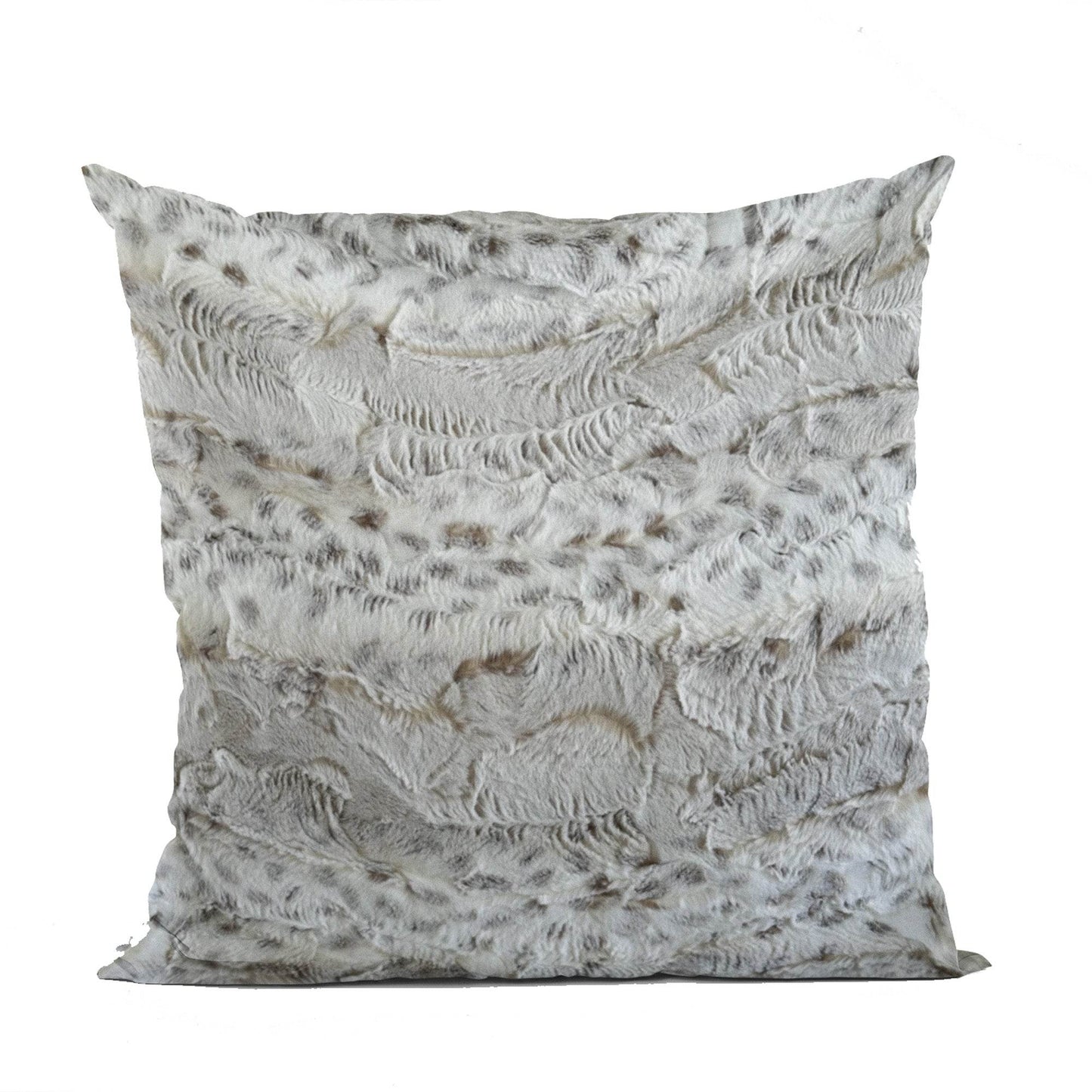 Plutus Taupe Lynx Animal Faux Fur Luxury Throw Pillow - Plutus Brands
