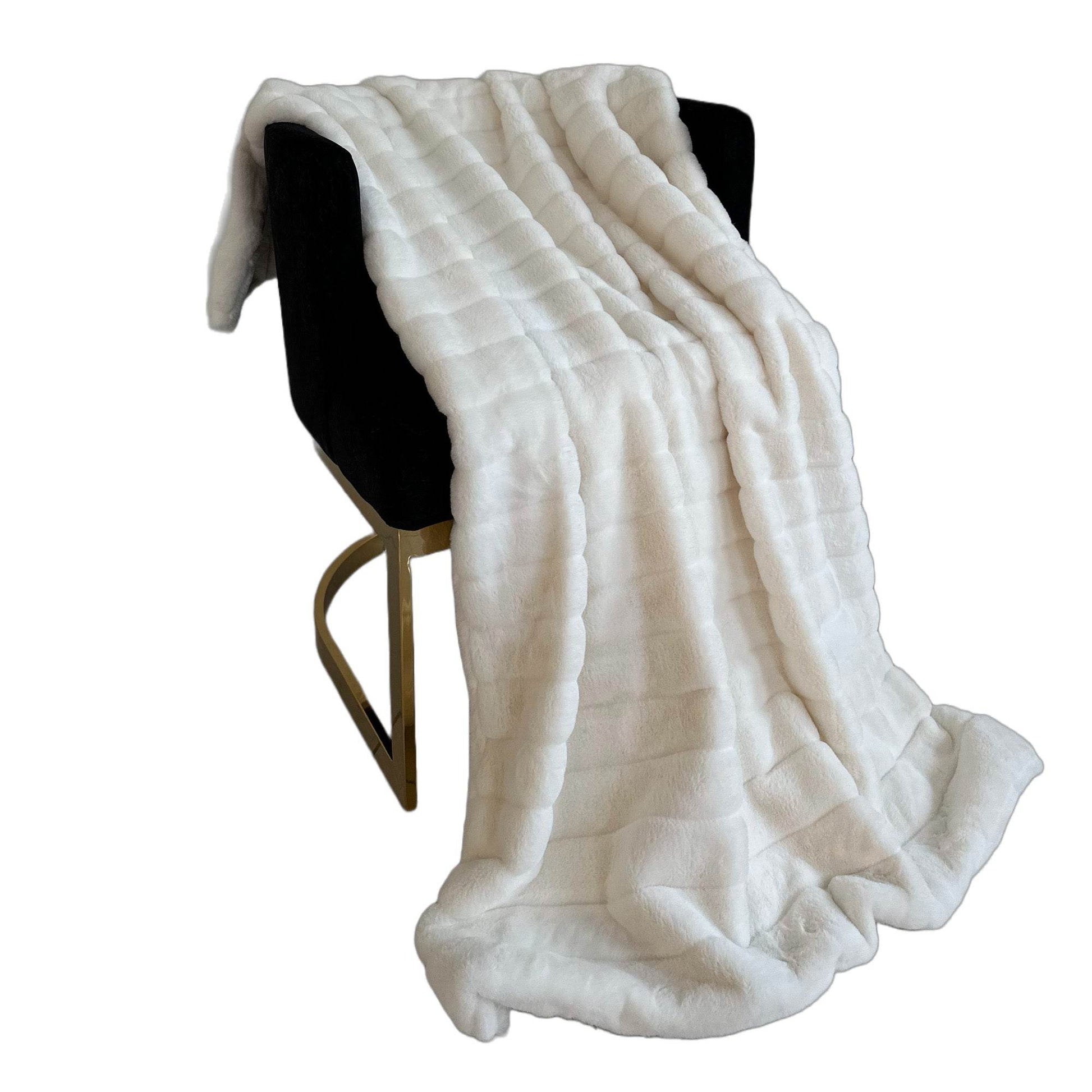 Plutus Off White Soft Snow Faux Fur Luxury Throw Blanket - Plutus Brands