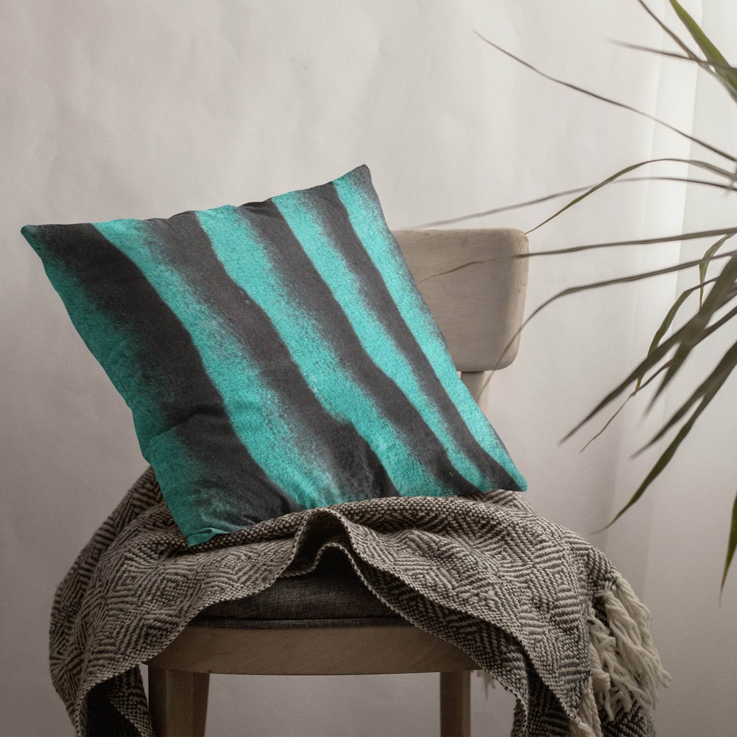 Plutus Teal Black Wild Ocean Animal Faux Fur Luxury Throw Pillow - Plutus Brands