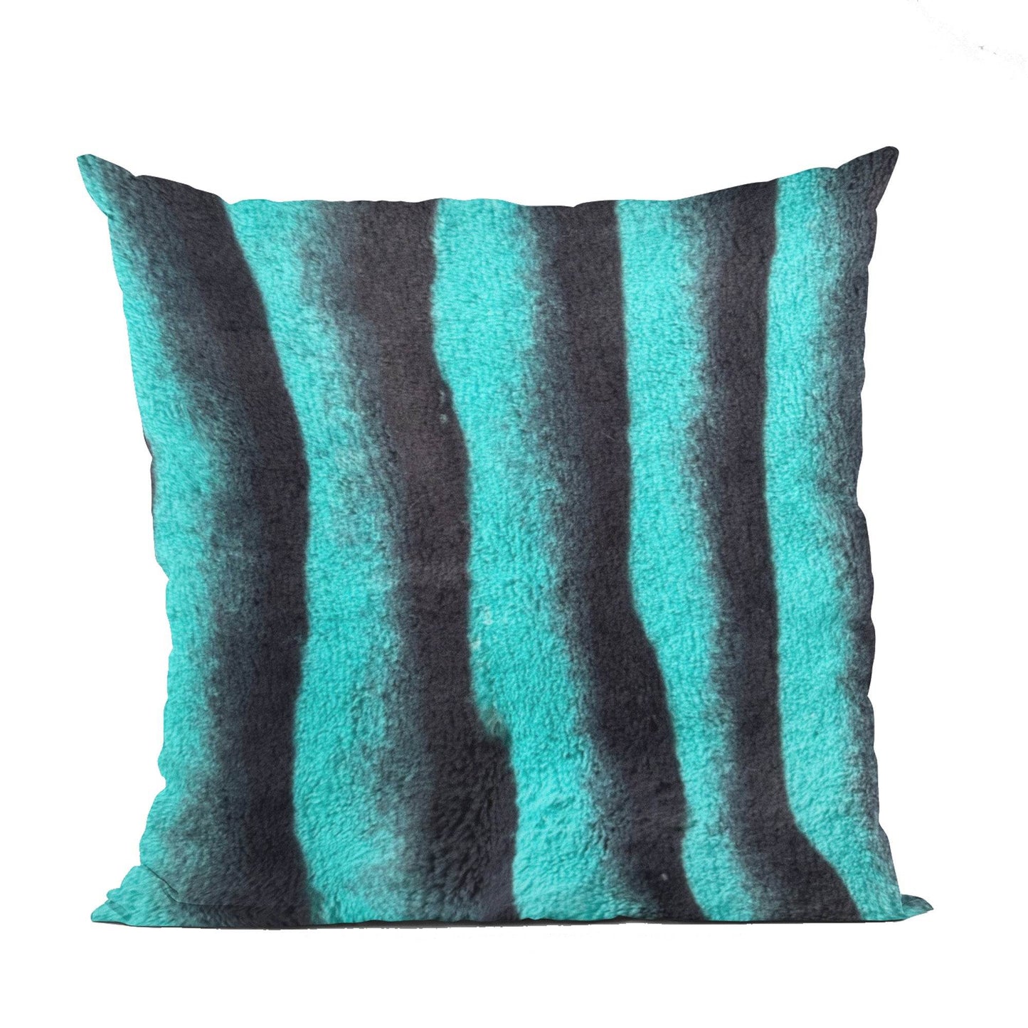 Plutus Teal Black Wild Ocean Animal Faux Fur Luxury Throw Pillow - Plutus Brands