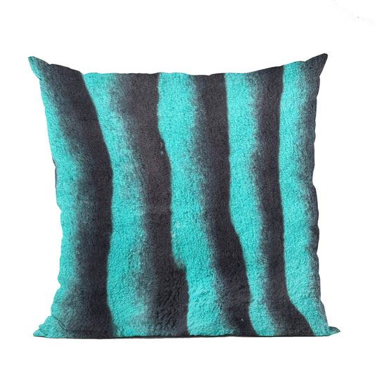 Plutus Teal Black Wild Ocean Animal Faux Fur Luxury Throw Pillow - Plutus Brands
