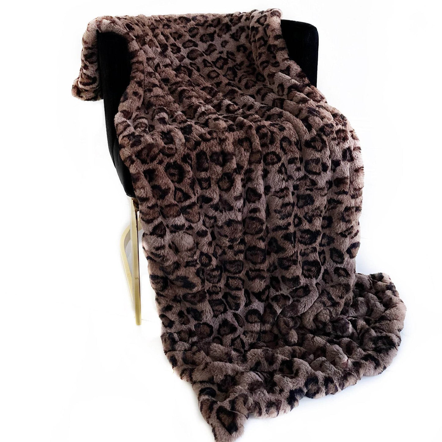 Plutus Brown Leopard Faux Fur Luxury Throw Blanket - Plutus Brands