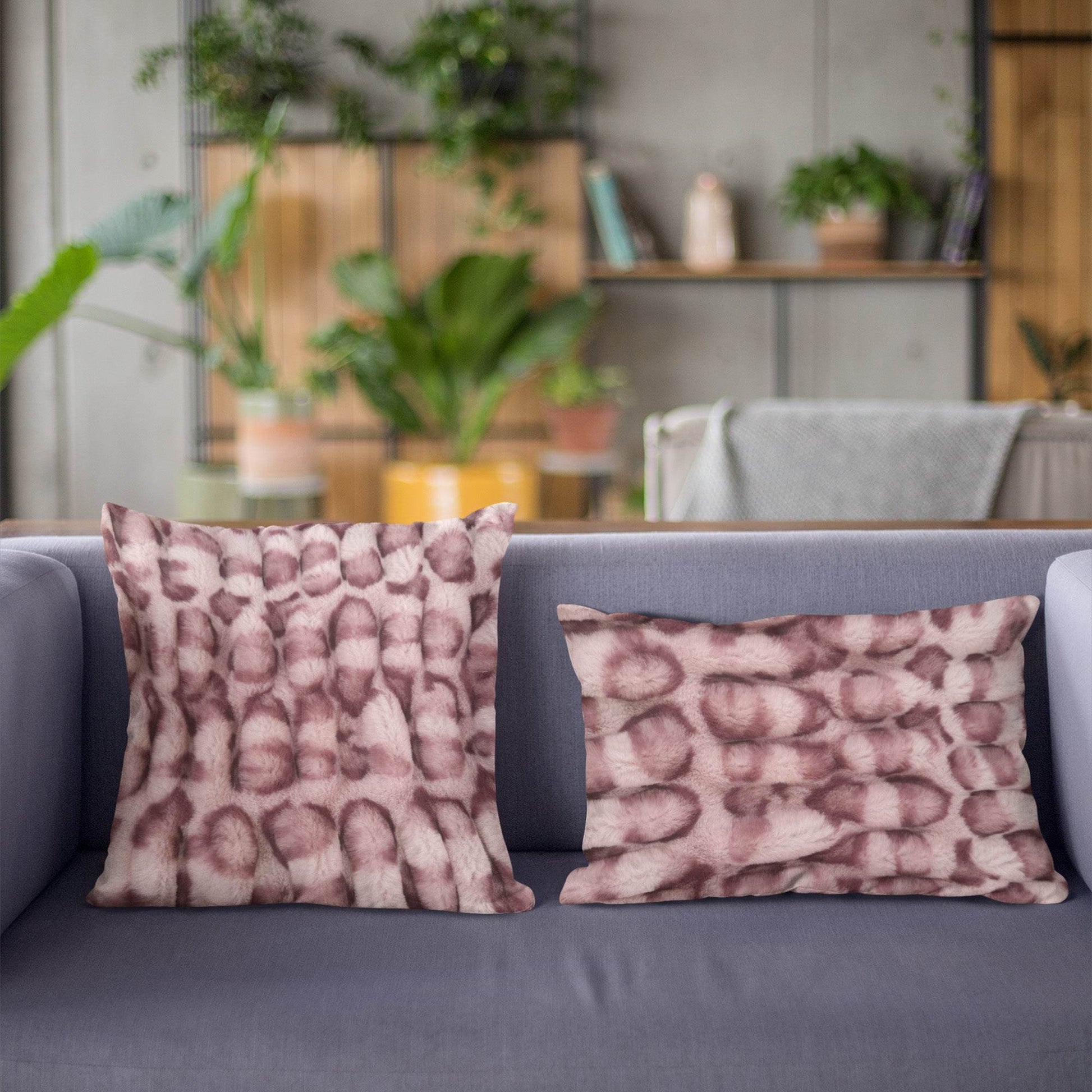 Plutus Pink Leopard Animal Faux Fur Luxury Throw Pillow - Plutus Brands