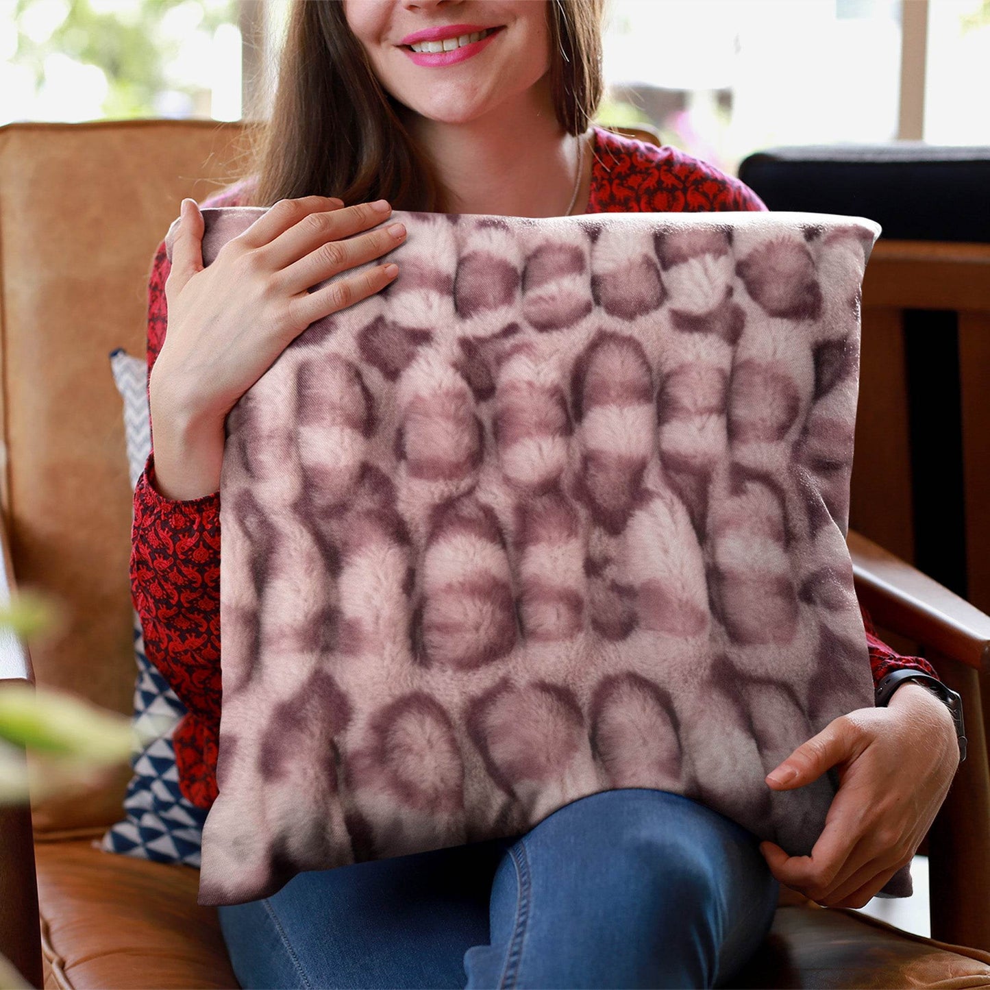 Plutus Pink Leopard Animal Faux Fur Luxury Throw Pillow - Plutus Brands