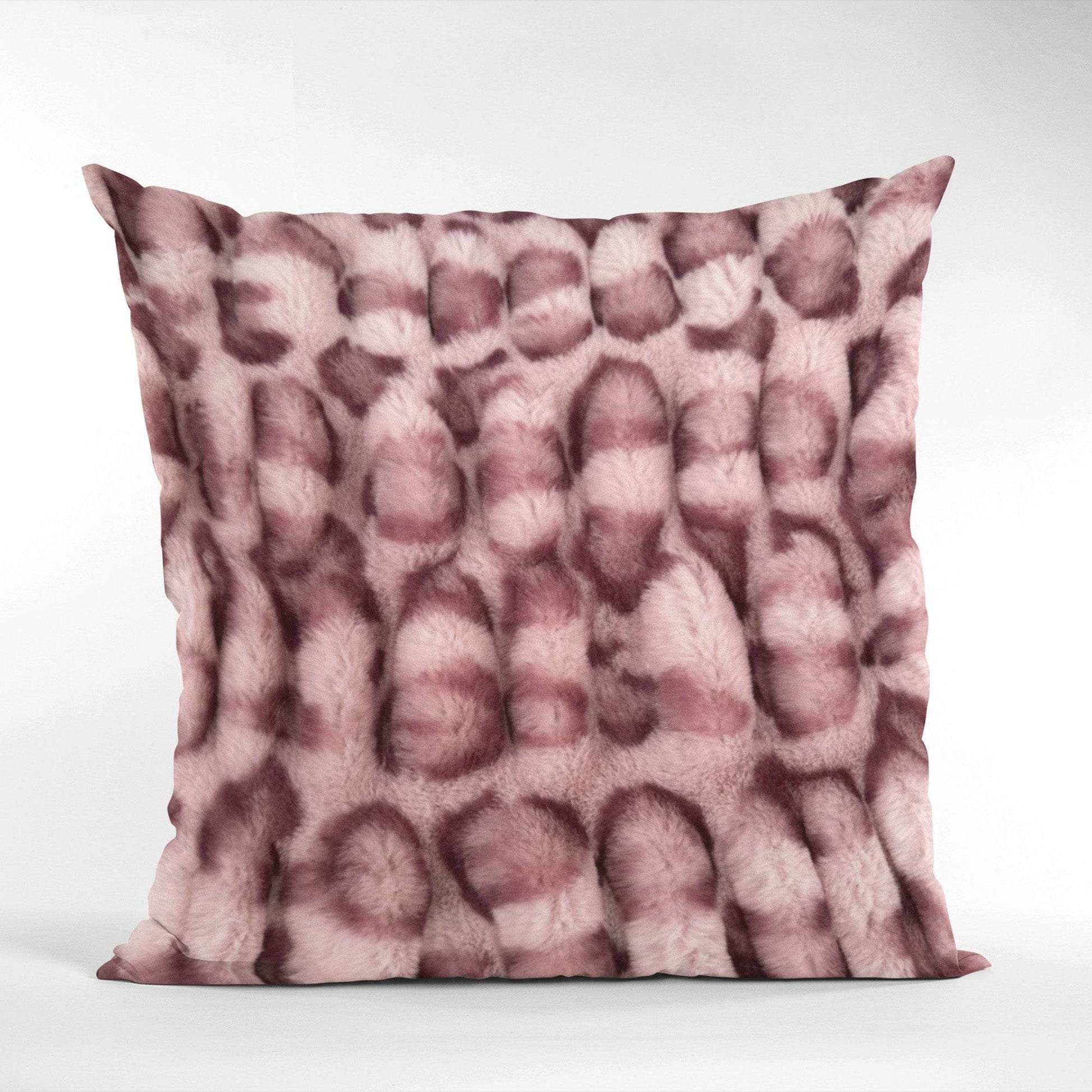 Plutus Pink Leopard Animal Faux Fur Luxury Throw Pillow - Plutus Brands