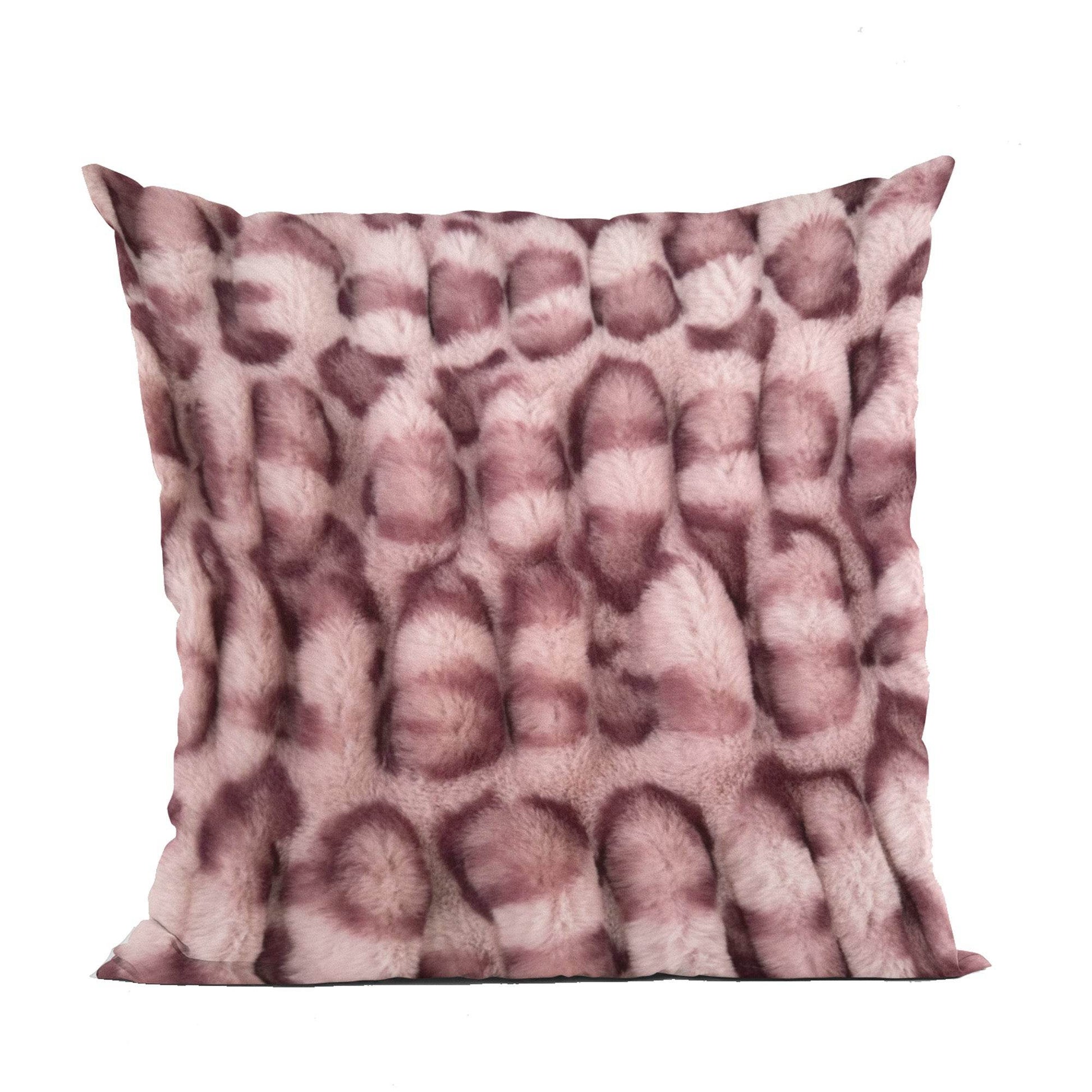 Plutus Pink Leopard Animal Faux Fur Luxury Throw Pillow - Plutus Brands