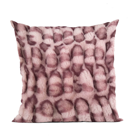 Plutus Pink Leopard Animal Faux Fur Luxury Throw Pillow - Plutus Brands