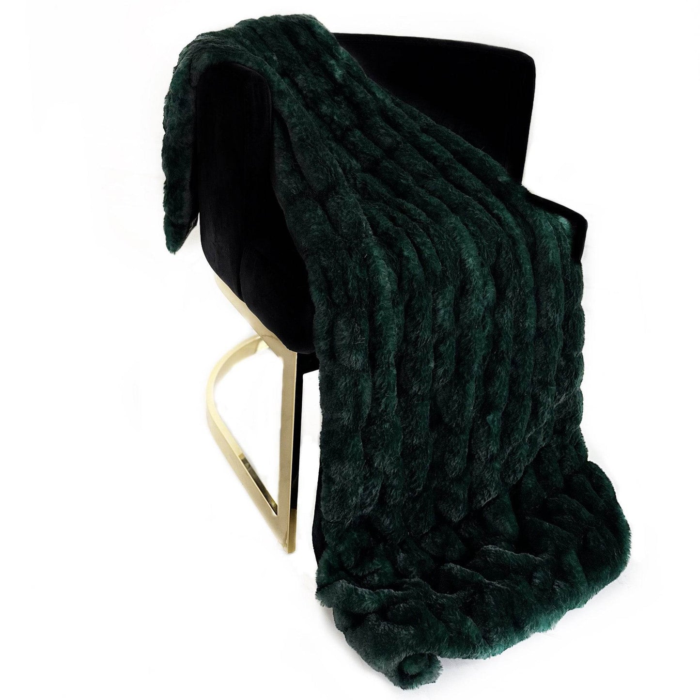 Plutus Emerald Green Plush Pelt Faux Fur Luxury Throw Blanket - Plutus Brands