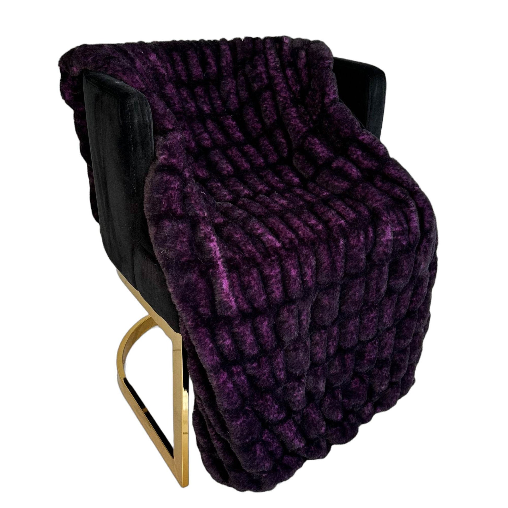 Plutus Purple Plush Pelt Faux Fur Luxury Throw Blanket - Plutus Brands