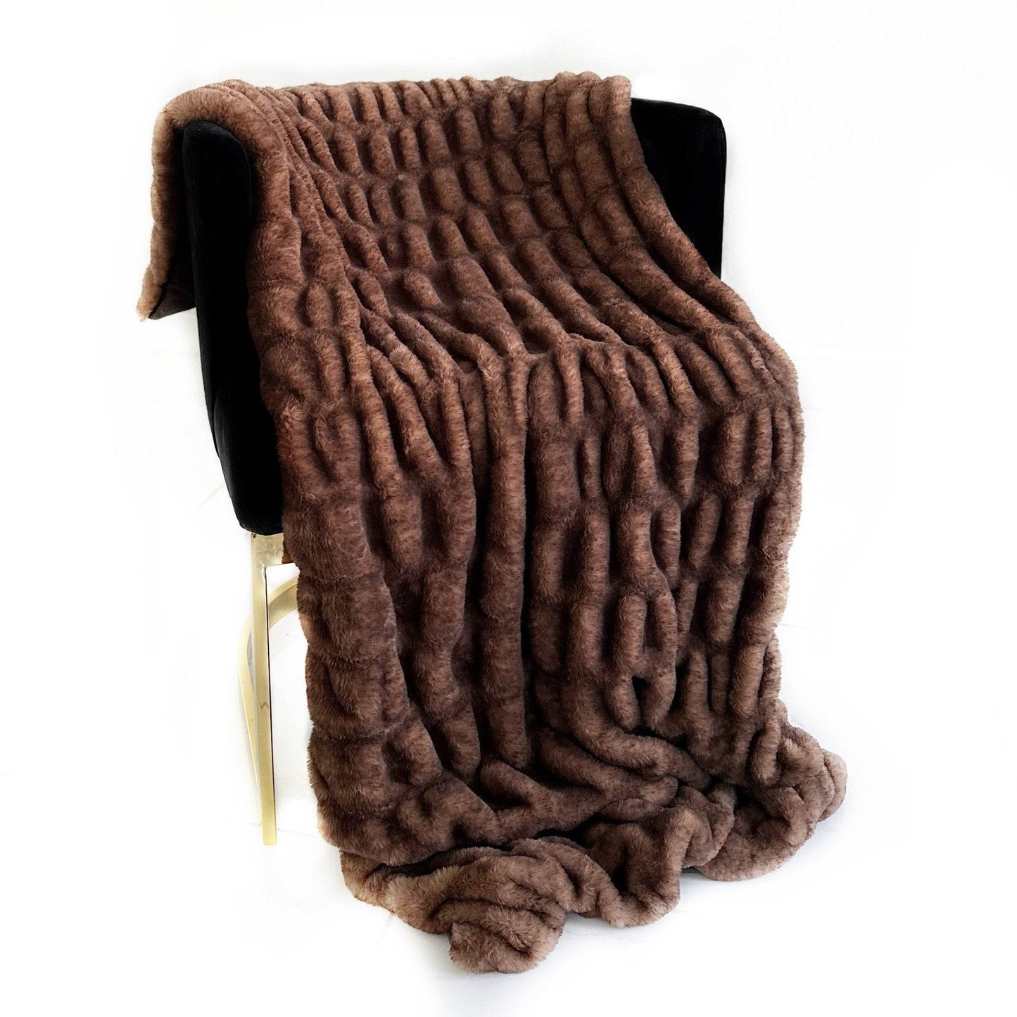 Plutus Brown Plush Pelt Faux Fur Luxury Throw Blanket - Plutus Brands