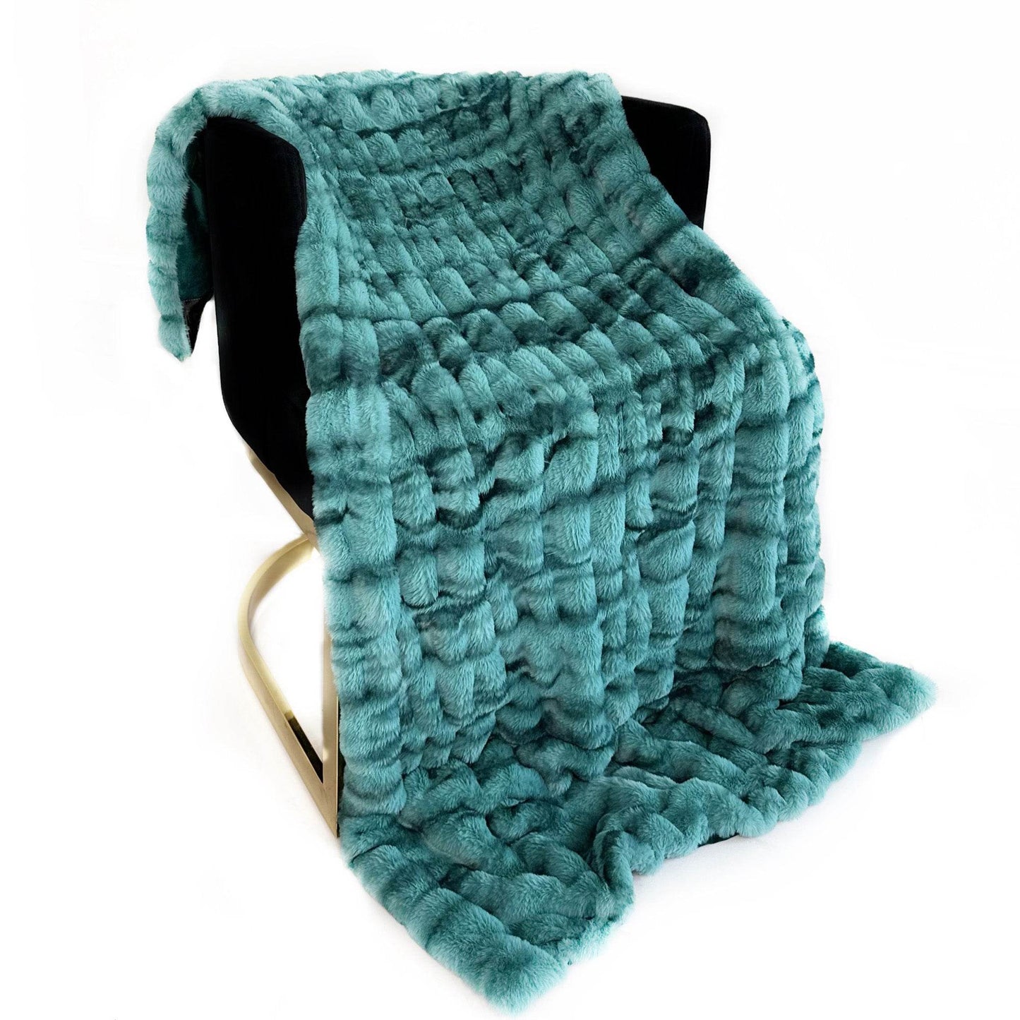 Plutus Teal Sherpa Faux Fur Luxury Throw Blanket - Plutus Brands