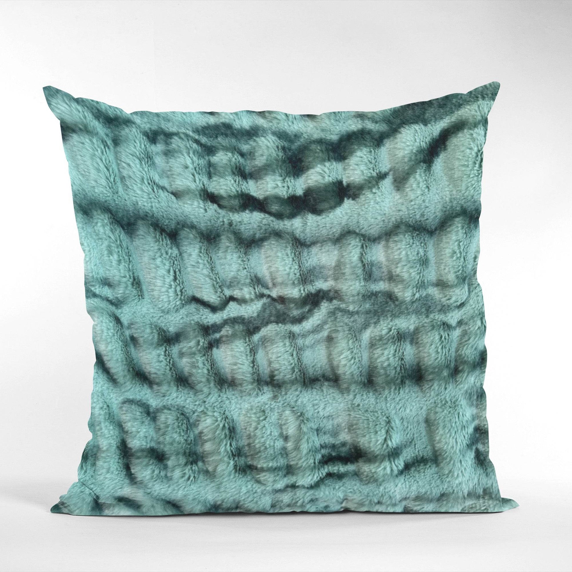 Plutus Teal Sherpa Animal Faux Fur Luxury Throw Pillow - Plutus Brands