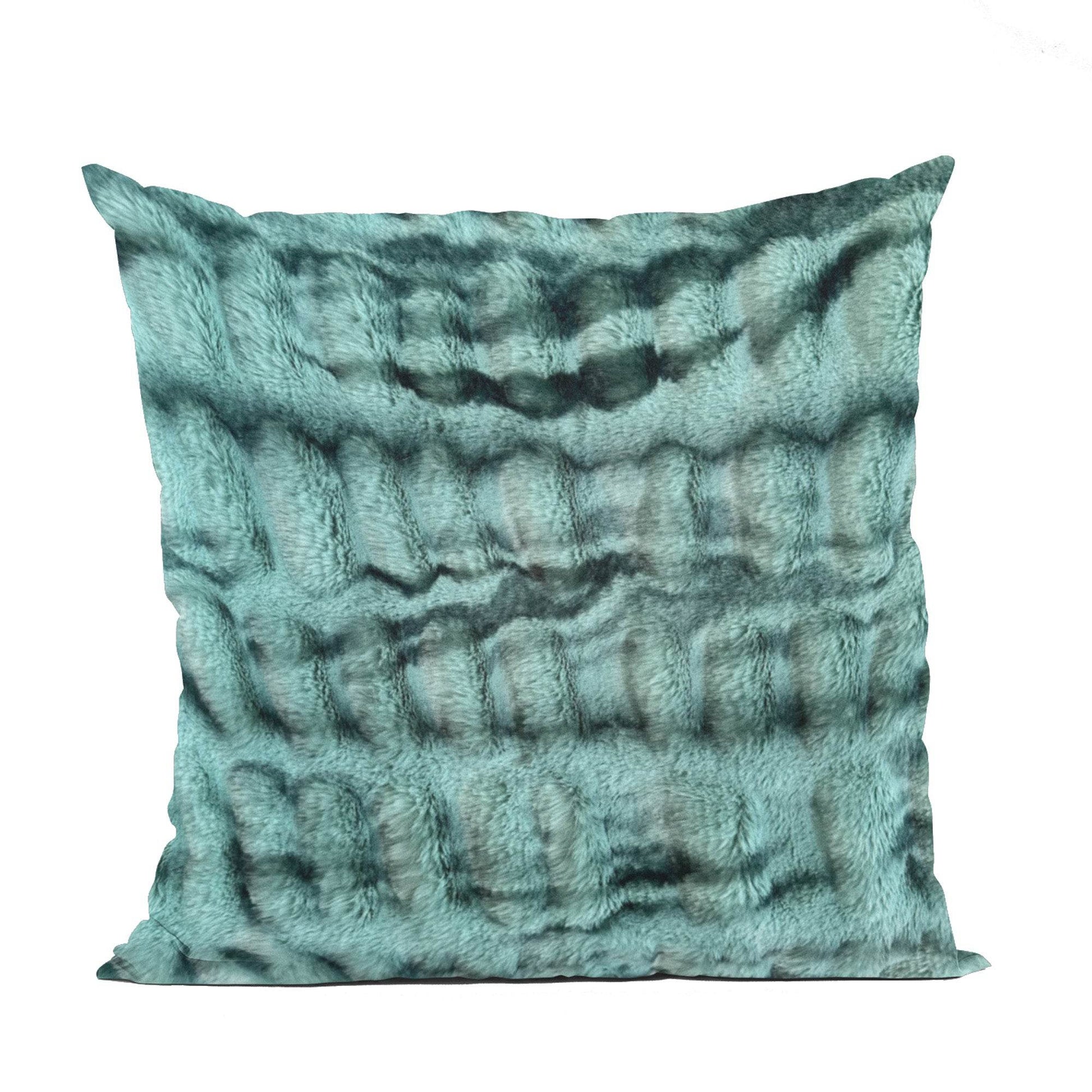 Plutus Teal Sherpa Animal Faux Fur Luxury Throw Pillow - Plutus Brands