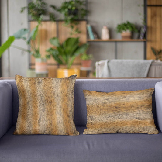 Plutus Brown Gold Chinchilla Animal Faux Fur Luxury Throw Pillow - Plutus Brands