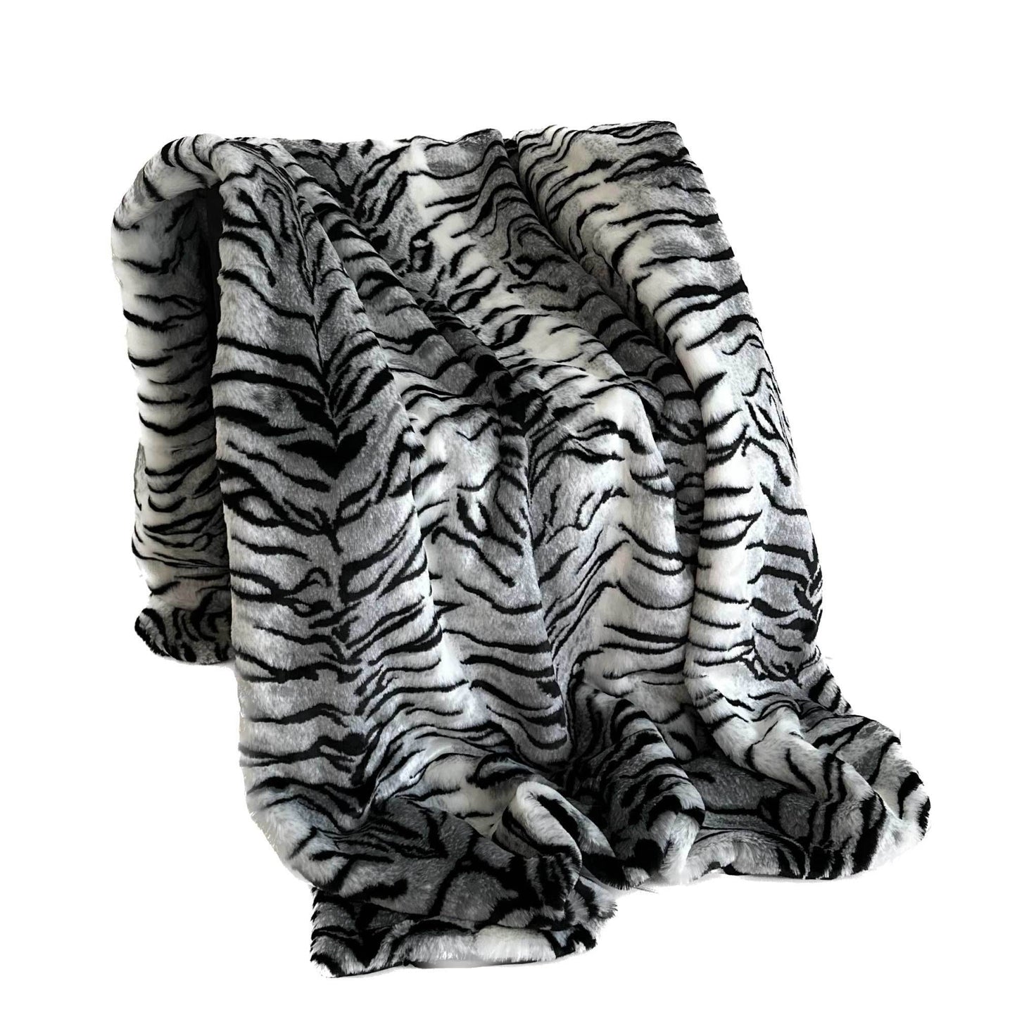 Plutus Black and White Zebra Faux Fur Luxury Throw Blanket - Plutus Brands