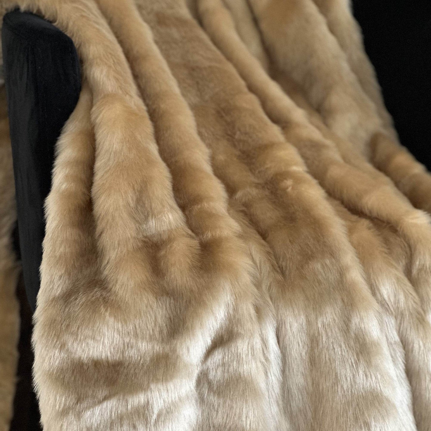 Plutus Brown Gold Rabbit Faux Fur Pillow & Blanket Set - Plutus Brands